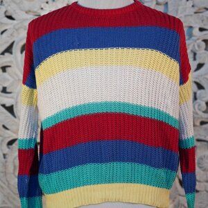 Oversized Handmade Striped Sweater – Bold Colorful  Exaggerated Fit Unisex Candy
